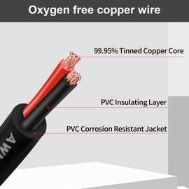 12 Gauge Wire 2 Conductor,12 AWG Electrical Wire Stranded PVC Cord Oxygen-Free Copper Cable,26FT 2 Core Pure Copper Flexible Cable Wire for LED Lamp Lighting Strips Automotive (12AWG-2C, 26FT)…