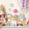 24Pcs Easter Wooden Tree Ornaments,Easter Bunny Colourful Egg Hanging Ornaments,Spring