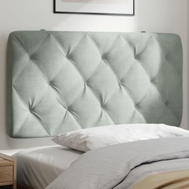 vidaXL Velvet Headboard Cushion in Light Gray - Decorative Bedroom Pillow Back, Foam Filled for Comfort, Wall-Mountable, Complements Curved Bed Frames