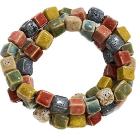 CaChnTyche Native American Bracelet for Women Cute Colorful Ceramic Accessories Wrap 3 Row Wide Layered Stackable Beaded Stretch Vintage Funky Jewelry Bohemian Hippie Sweater Necklace for Ladies,
