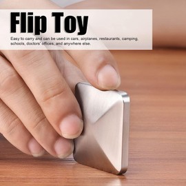 Desktop Flip Toy Pocket Size Kinetic Desk Overturn Spinning Toy Flip Stress, Metal Fingertip, Office Stress Relief Rotary Toys (Square)