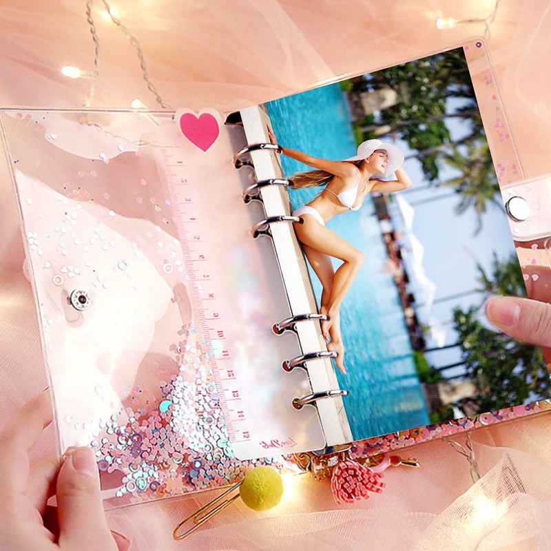 Chris.W A5 6-Ring Binder Planner Cover PVC Notebook Cover Glitter
