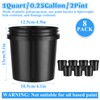 Acrux7 8 Pack 1 Quart Plastic Paint Buckets, Empty Paint