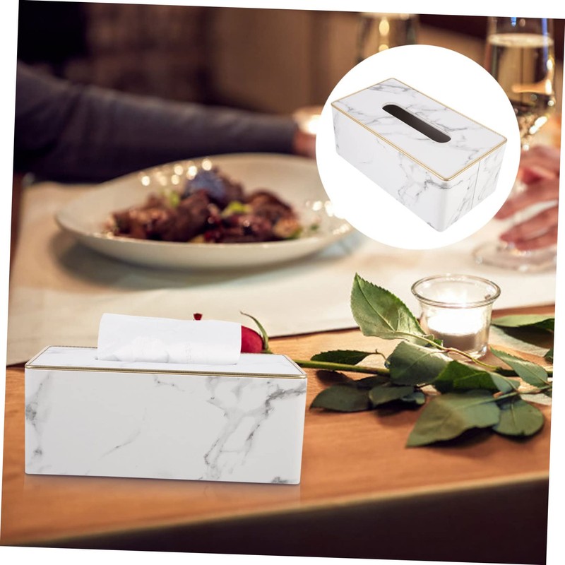 ULTECHNOVO Business Grade Marble Tissue Box Stylish Storage Box for