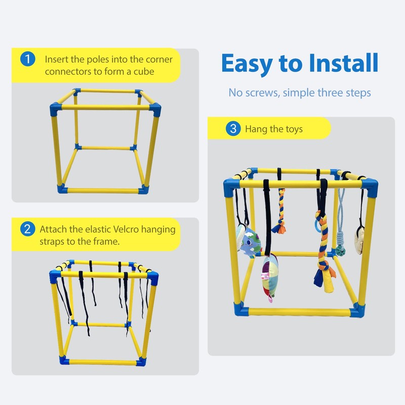 Dewonch Puppy Play Gym with 8 Hanging Toys, Small Dogs