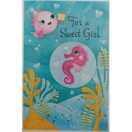 For a Sweet Girl - Happy Birthday with more love and wishes than fishes in the sea! Greeting Card - For Her Ocean Seahorse Fish