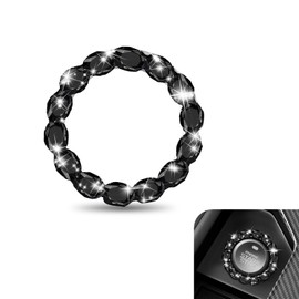 gunroil 1 PC Car One-Button Start Decorative Ring, 1.53" x 1.18" Oval Diamond Crystal Ignition Ring, Vehicle Interior Decorative Accessories, Universal for Most Cars, Trucks, SUVs (Black)