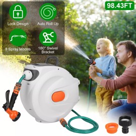 iMountek Retractable Garden Hose Reel Upgraded UV Resistant Auto Hose Reel Wall Mount