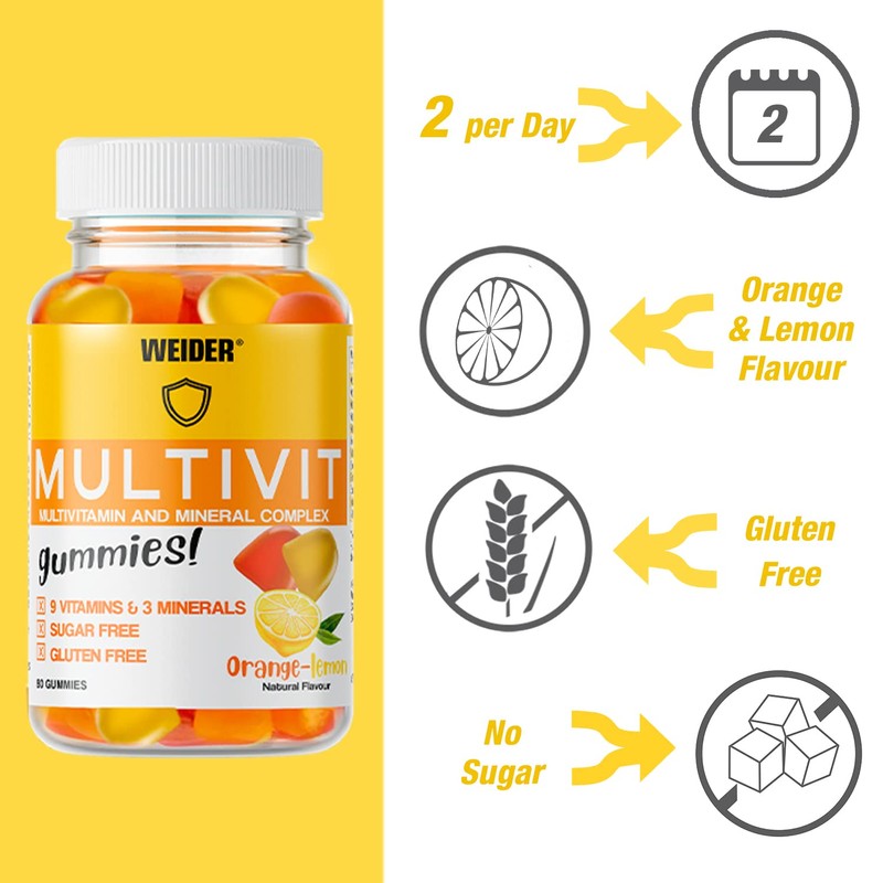 Weider Multivit Gummies - 9 Vitamins and 3 Essential Minerals