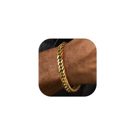 FaithHeart Men's Bracelet 19 cm - 23 cm, Stainless Steel Punk Curb Bracelet 8 mm/12 mm/17 mm, Cuban Chain Bracelet with Folding Clasp for Birthday, Valentine's Day, 23 cm, Stainless Steel