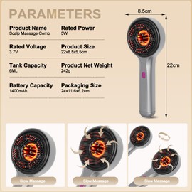 Electric Head Massager 2-in-1 Scalp Massage Brush Electric Hair Brush Red Light Hair Massage Brush Electric Scalp Massager, 3 Modes, 360° Kneading Massage