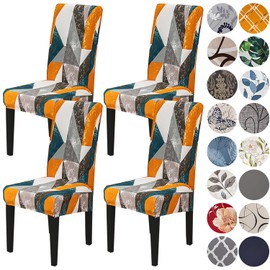 HZDHCLH Chair Covers Slipcovers 4/6 PCs Stretch Removable Washable Short Dining Chair Protector Cover Seat for Hotel,Dining Room,Ceremony （Classic Geometry,4 PCS）
