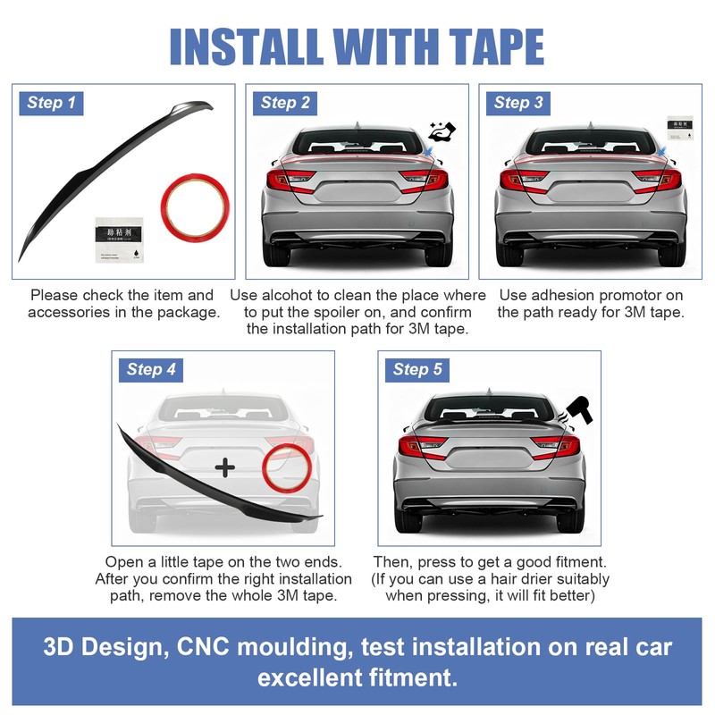 Gloss Black Trunk Spoiler Rear Wing for Honda Accord 10th
