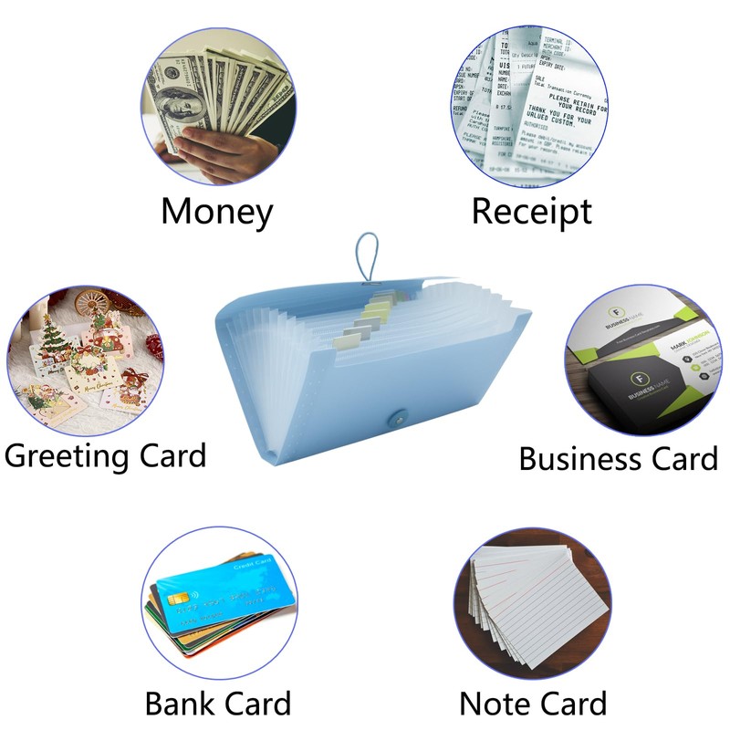 Small Accordion File Organizer - 13 Pocket Expanding Folder for