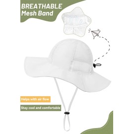 Zando Baby Sun Hat Toddler UPF 50+ Sun Protection Bucket Hat Outdoor Breathable Toddler Hats Boys Girls Summer Beach Hat 0-6T White 12-24 Months