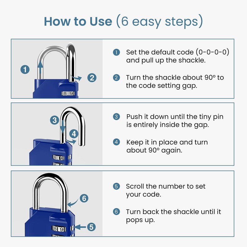 Sparkiva Combination Padlock with Code, 4 Digit Heavy Duty Padlock