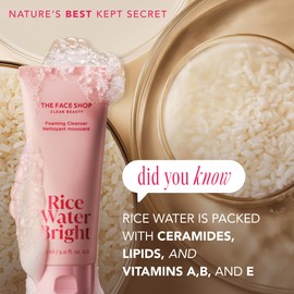 The Face Shop The Face Shop Rice Water Bright Foaming Facial Cleanser with Ceramide, Gentle Face Wash for Hydrating & Moisturizing, Vegan Face Cleanser, Makeup Remover, Korean Skin Care for All Skin Types, 300ml