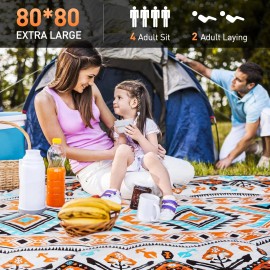 Outterra Picnic Blanket 80''x80'' Extra Large Outdoor Blanket, Waterproof Beach Blankets,