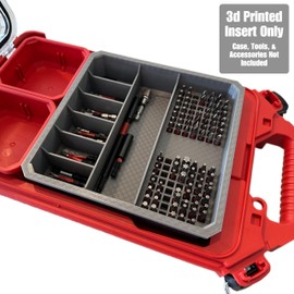 Impact bit holder insert designed for Milwaukee PACKOUT Low Profile Organizers (7 Compartment + 110 Bit) (Safety Green)