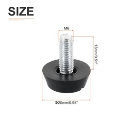 DTGN M6x13x20mm Black Plastic and Metal Furniture Leveling Feet - 4Pack - Adjustable Height - Good for Furniture, Tables, Chairs, Cabinets