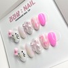 Adorable cat handmade nail tips - Coffin / 앙증맞은 고냥이
