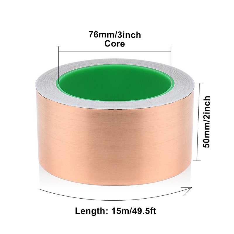 BOMEI PACK 2inch x 49ft Copper Foil Tape with Conductive