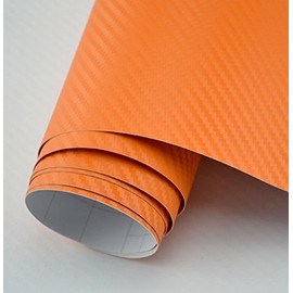 DIYAH 3D Carbon Orange Fiber Film Twill Weave Vinyl Sheet Roll Wrap DIY Decals (120" X 60" / 10FT X 5FT)
