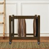 Wooden Rolling Pants Trolley with 16 Hangers
