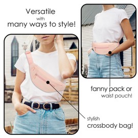 MAXTOP Bumbag Waist Fanny Pack Running Belt for Women Men Unisex Bum Bag with Headphone Jack and 4-Zipper Pockets Adjustable Belt for Outdoors Workout Hiking Gifts for Women Coral Orange