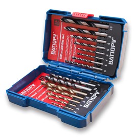 BATIOPV 16pcs HSS Drill Bit Set Suitable for Metal, Stainless Steel, Wood, Plastic, Durable and Accurate, Compatible with Most Power Drills