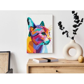 murando - Paint by Numbers Cat Animal Colourful Geometric 40 x 60 cm Painting Set with Wooden Frame on Canvas for Adults Children Painting Hand Painted Kit DIY Gift Decoration