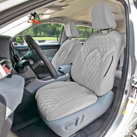 FH GROUP Custom Fit Seat Covers for 2020-2024 Toyota Highlander, Seat Covers Front Set for Toyota Highlander 2020-2024, 8 Seater SUV Seat Covers, Solid Gray Neoprene, Toyota Accessories