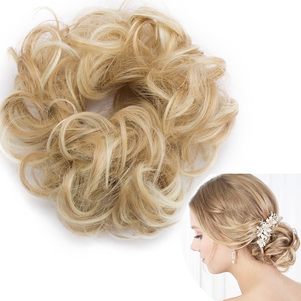 SEGO Hairpiece Bun Hair Scrunchie Hair Extension Voluminous Hair Bun Extensions Updo 50 g 30 g Dark Blonde & Blonde #18H613-1