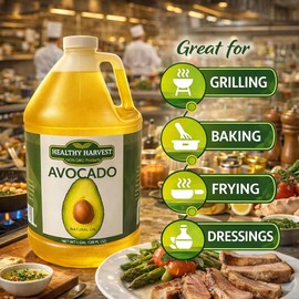 Healthy Harvest Non-GMO Avocado Oil - Great for Sauces And, Cooking, Frying and More - Nutritious And Rich With Antioxidants (1 gallon)