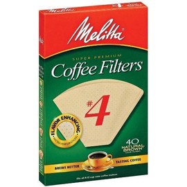 Melitta Super Premium #4 Cone Paper Coffee Filters Natural Brown, 40 Count