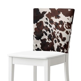 Noprintge 6 Pcs Brown Black Cow Hide Print Chair Back Covers for Dining Room, Stretchable Anti-Dust Dining Seat Back Slipcover Protector for Home Dinning Room