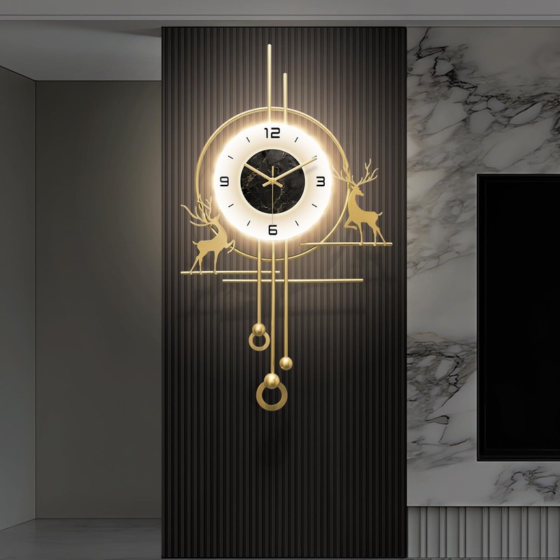 HEBOIX Gold Wall Clock for Living Room,Large Gold Decorative Wall
