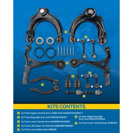 PHILTOP 14pcs Supension Kit Lower Control Arm Upper Control Arm Inner Tie Rod End Outer Tie Rod End Sway Bar End Link Lower Ball Joint for Honda Accord 2003, Acura TSX 2004-2007