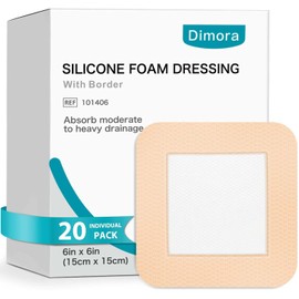 Dimora Silicone Foam Dressing 6"x6" Bedsore Adhesive Border (20 Packs)