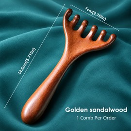 Hailicare Wooden Six-Claw Scalp Massage Comb for Manual Head Care – Natural Sandalwood Massage Tool for Daily Use