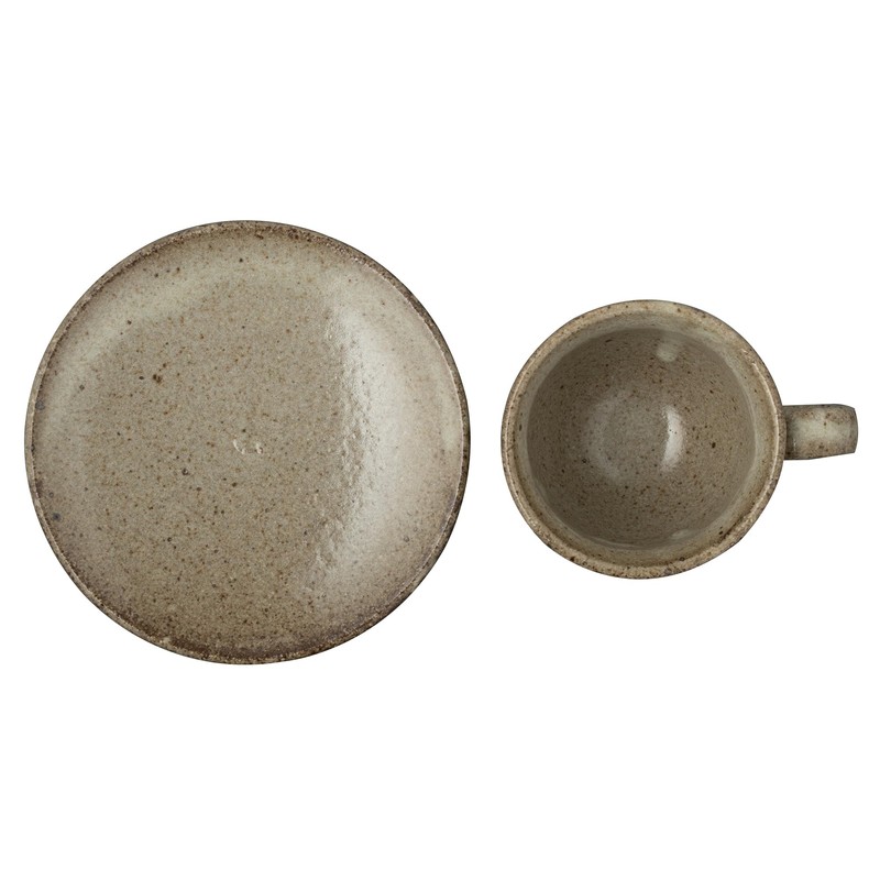 Marui MR-3-4384 Shigaraki Ware Loofah Cup & Saucer, Capacity Approx.