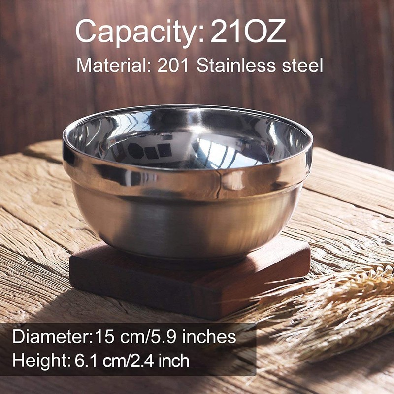 SATINIOR 10 Pack 15 oz Stainless Steel Bowls Cereal Soup