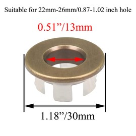 Facaimao 2Pcs Sink Basin Trim Overflow Cover, Brass Insert in Hole Round Caps Bronze Tone for Kitchen or Bathroom