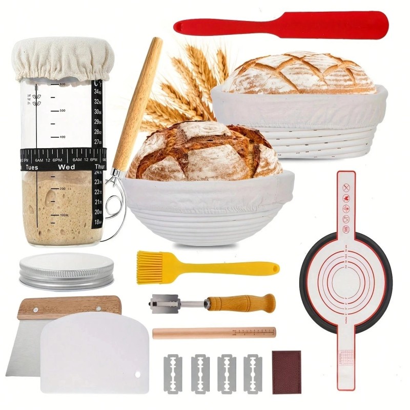 Sourdough Bread Baking Supplies Set Oval Round Banneton Proofing Basket