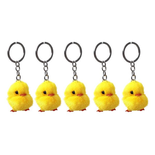 Kerdejar Key Fob 5 Pieces Fur Yellow Duck Plush Plush