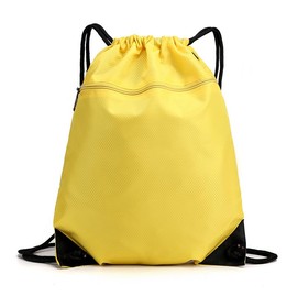 Fuugui Gym Sack, Shoulder Bag, Sports Knapsack, Helmet Holder, Waterproof, Lightweight, For Travel, Storage, Multifunctional, Large Capacity, Unisex (Yellow)
