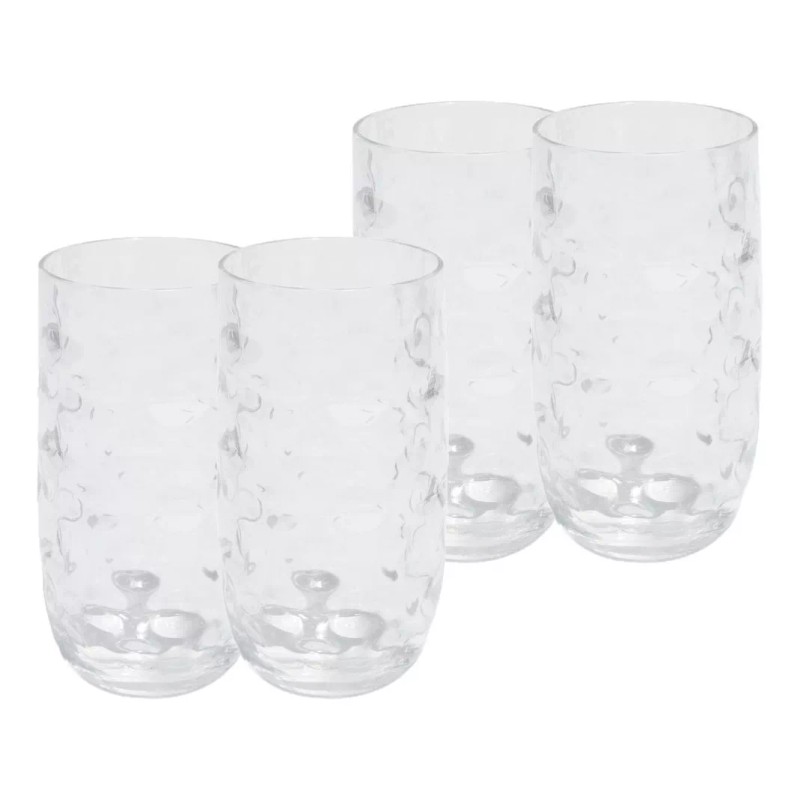 Home Ideas Set 4 Vasos High Ball Wave Acrilico 650