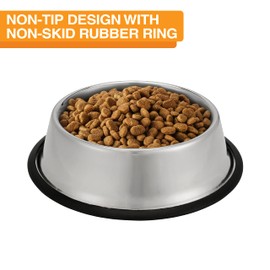 Neater Pet Brands - Stainless Steel No-Skid & Non-Tip Dog Bowl for Food or Water (32 oz, Stainless Steel)
