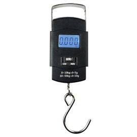 HIGHSTREET Portable digital luggage weighing scale with metal hook, suitable for suitcase, home, travel essentials, retail, fishing; Handheld: Digital LED screen; weight capacity of 50kg/110lb