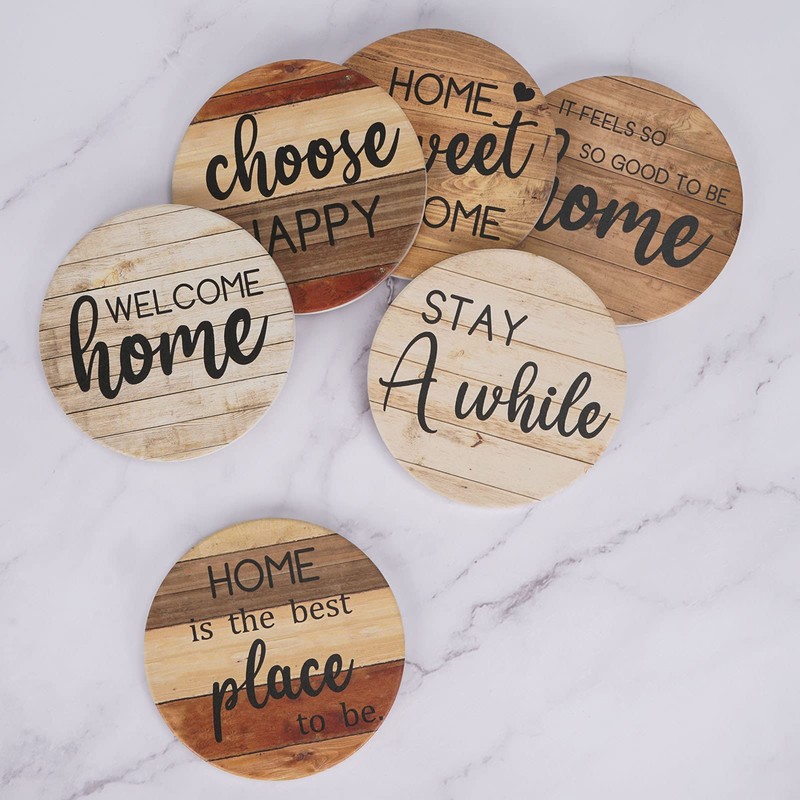 Adorever Coasters for Drinks Absorbent with Holder, 6 Pcs Ceramic